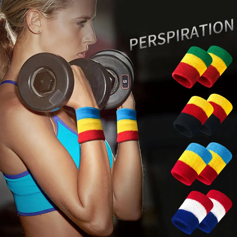 3pcs/set Sports Striped Cotton Sweatbands for Men Women