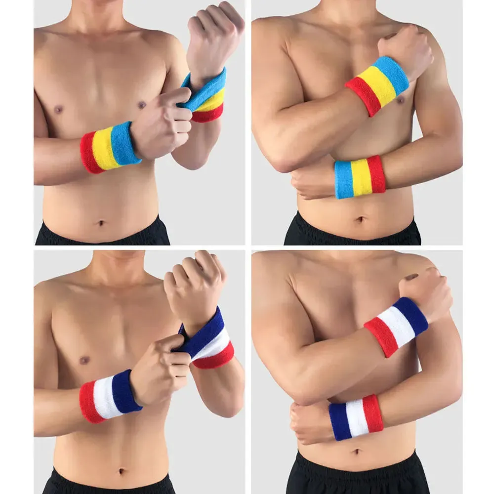 3pcs/set Sports Striped Cotton Sweatbands for Men Women