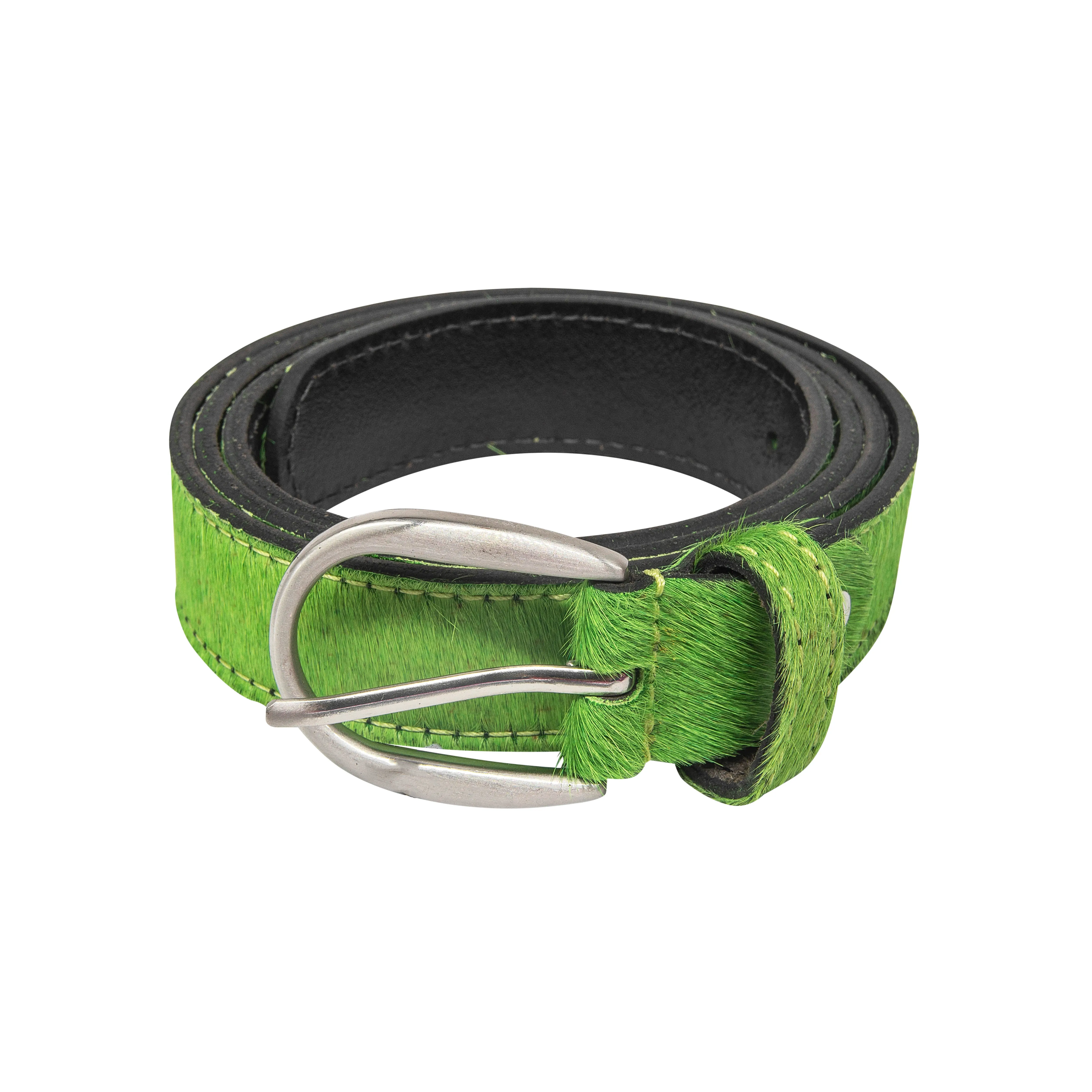 Apple Green hair-on-hide womens leather belt