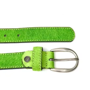 Apple Green hair-on-hide womens leather belt