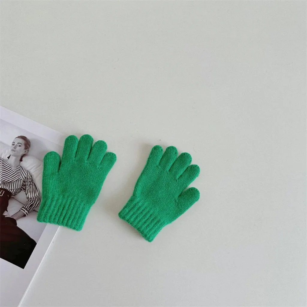 Basic Candy Color Knitted Gloves