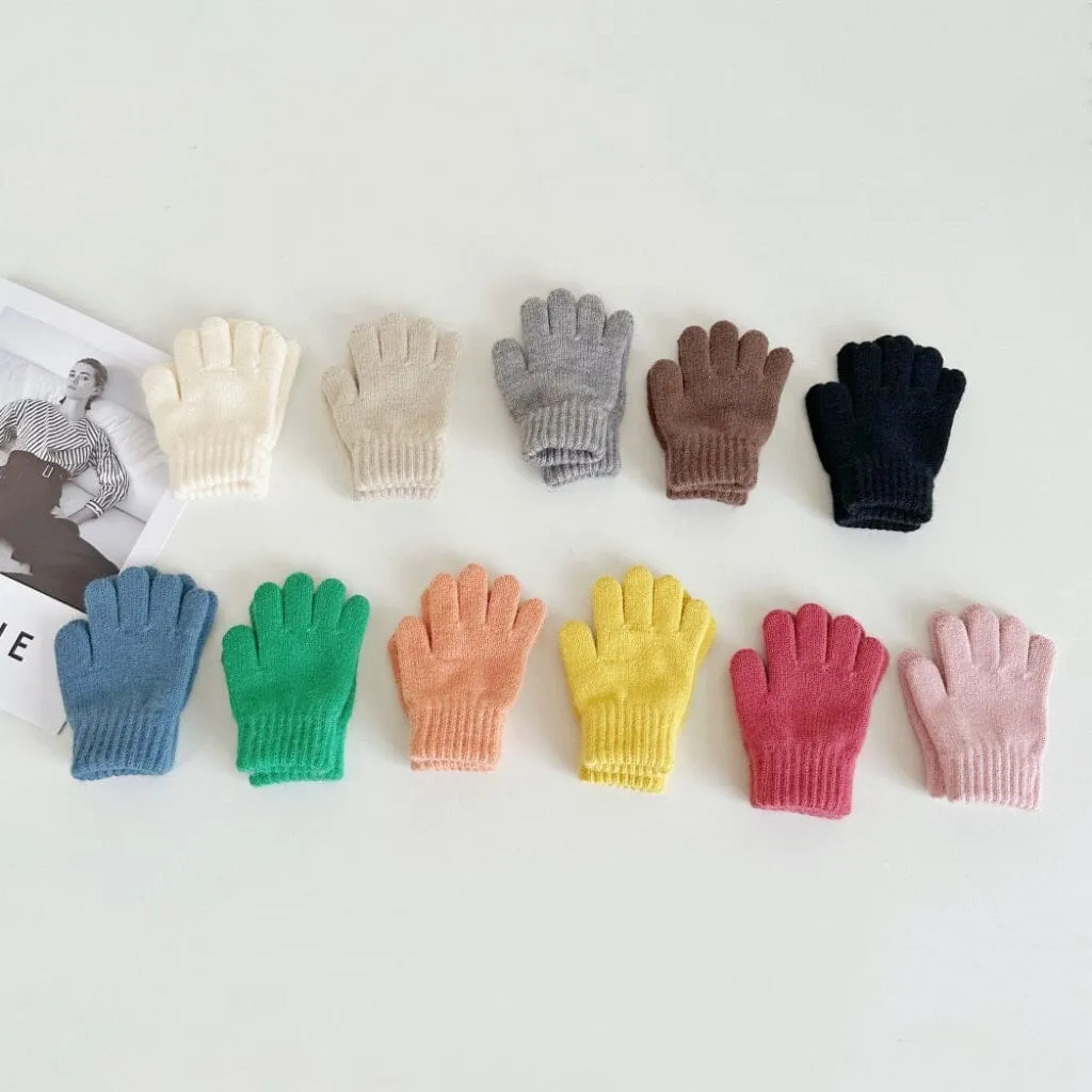 Basic Candy Color Knitted Gloves