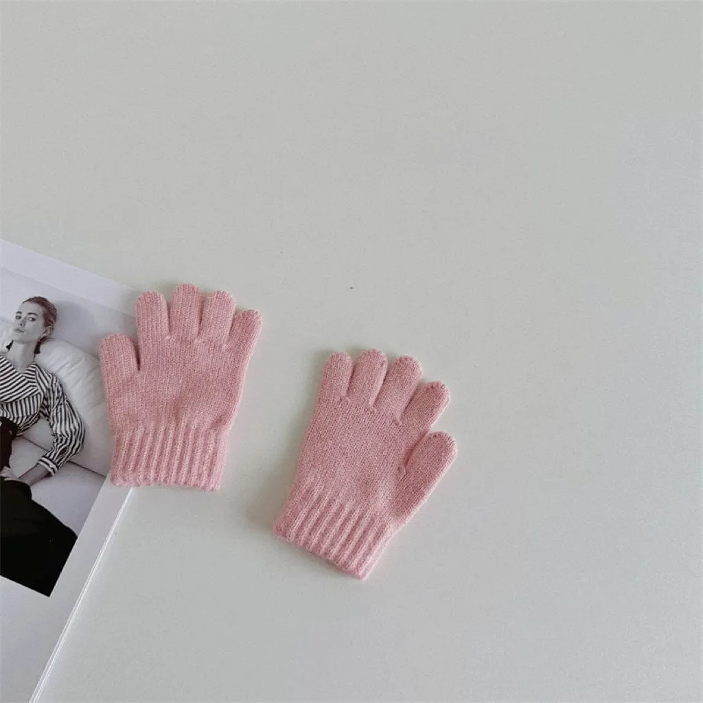 Basic Candy Color Knitted Gloves