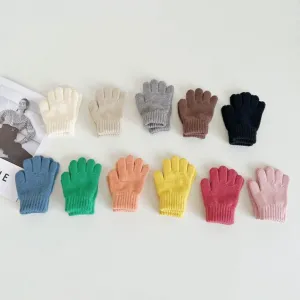 Basic Candy Color Knitted Gloves