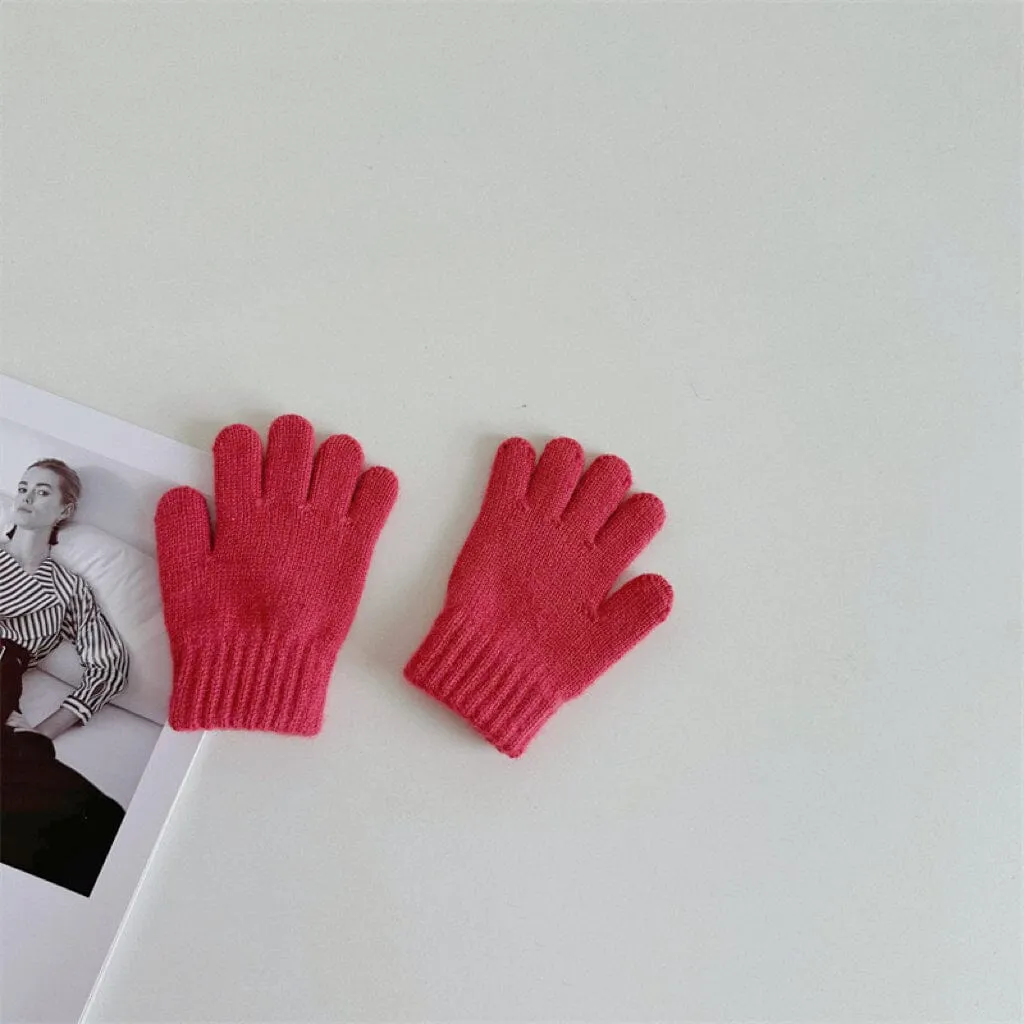 Basic Candy Color Knitted Gloves