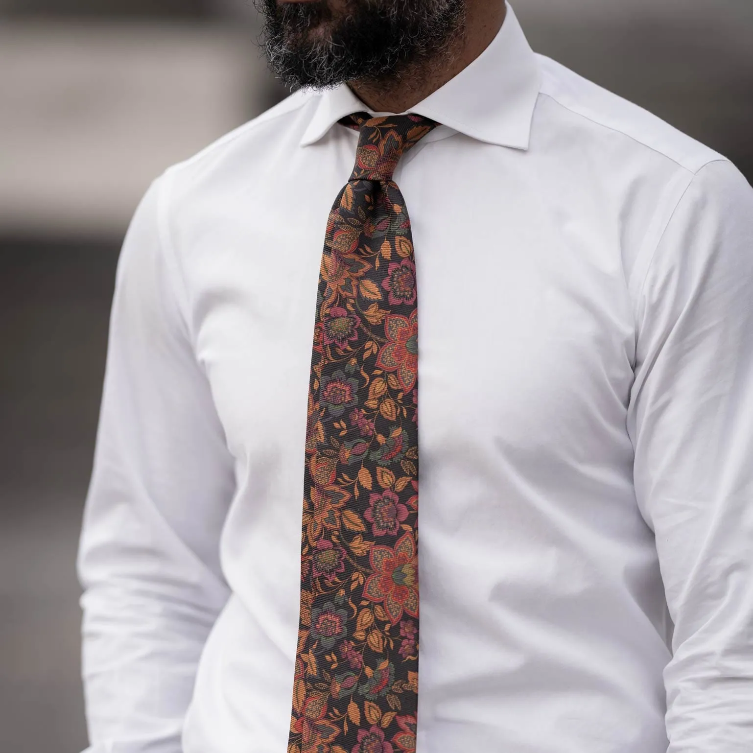 Calvino - Printed Madder Silk Tie - Black