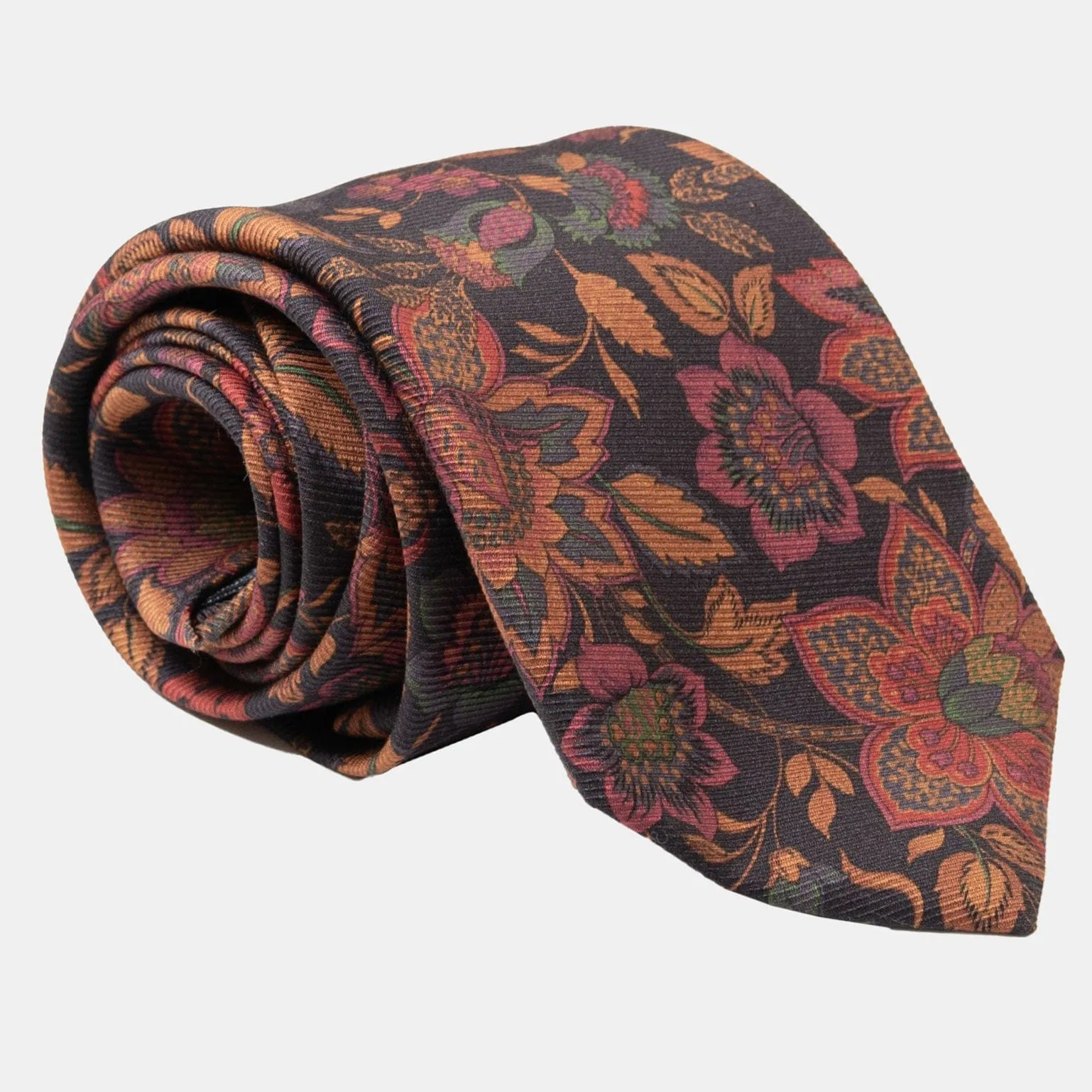 Calvino - Printed Madder Silk Tie - Black