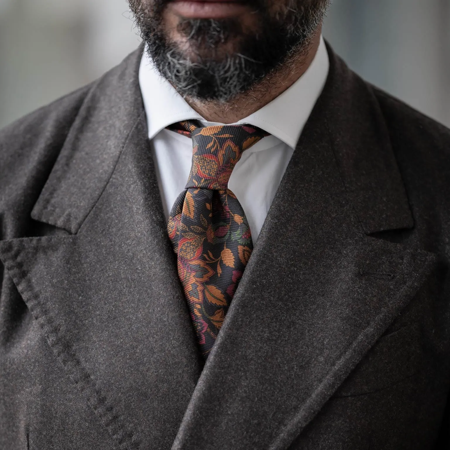 Calvino - Printed Madder Silk Tie - Black