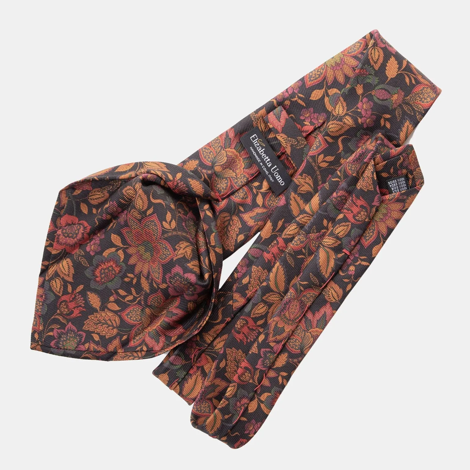Calvino - Printed Madder Silk Tie - Black