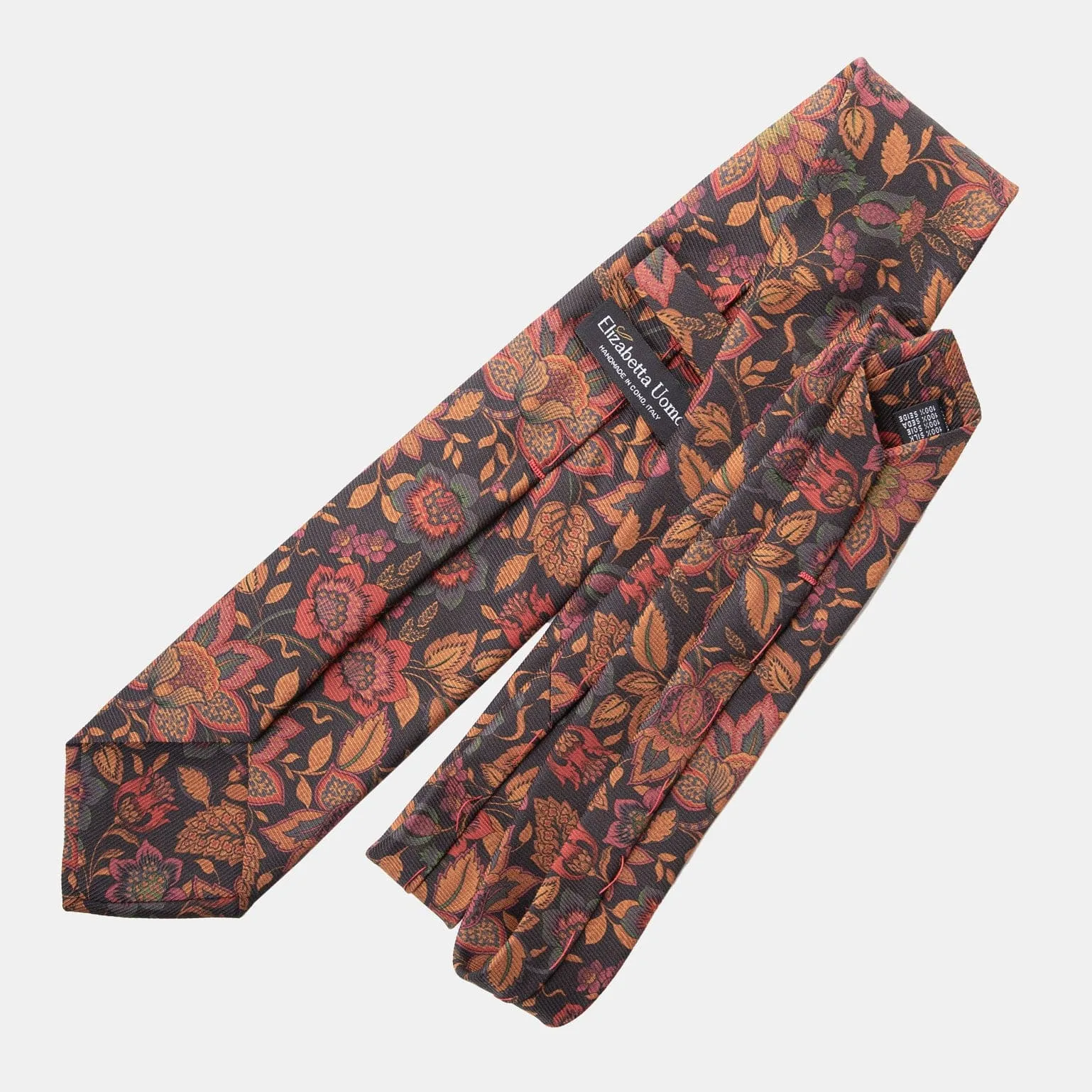 Calvino - Printed Madder Silk Tie - Black