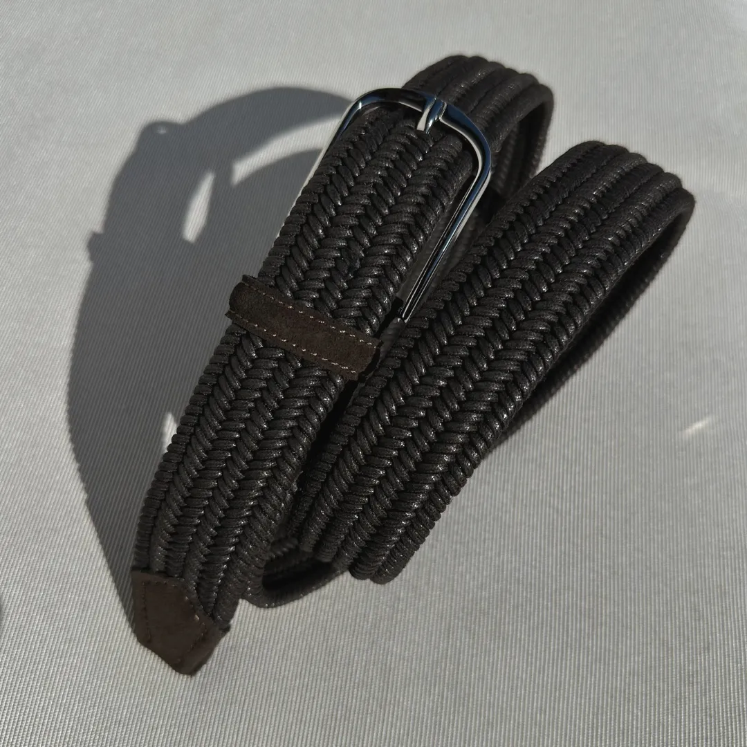 Dark Brown Braided Elastic Belt