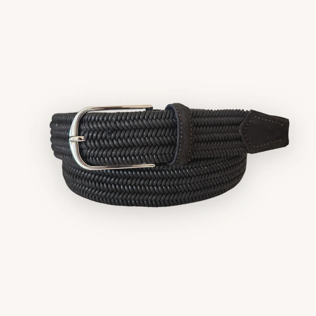 Dark Brown Braided Elastic Belt