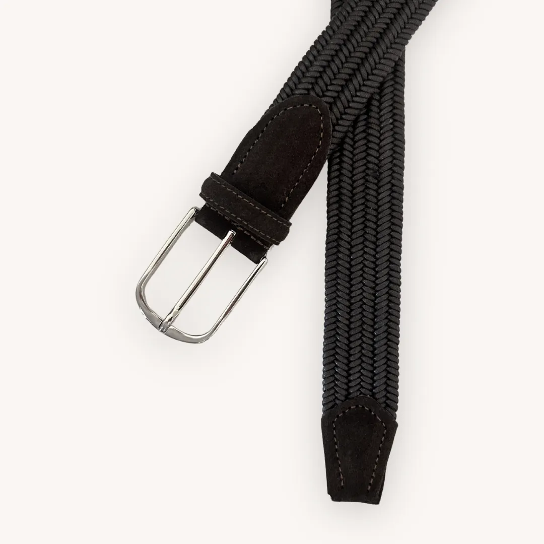 Dark Brown Braided Elastic Belt