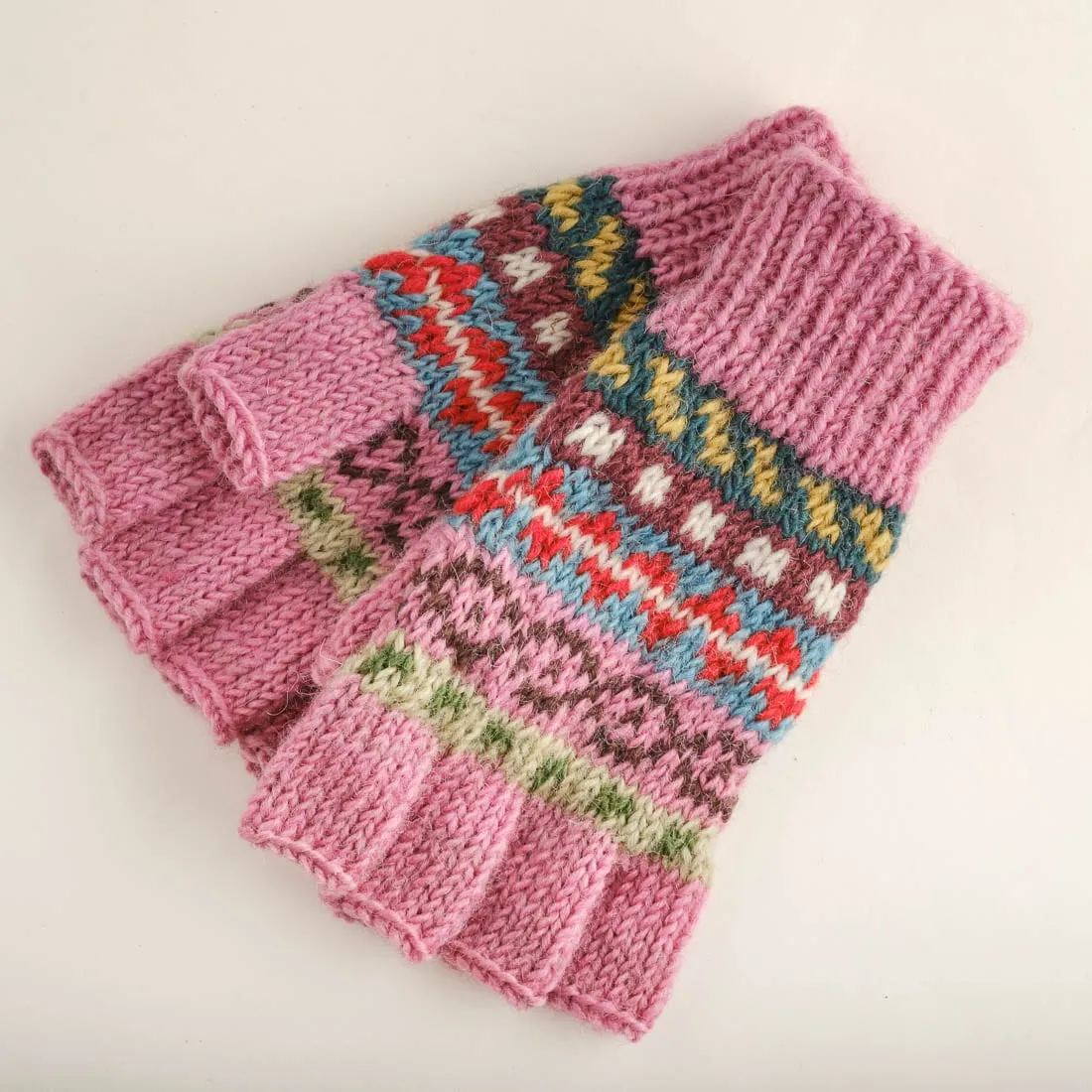 Fair Isle Finglerless Knitted Gloves