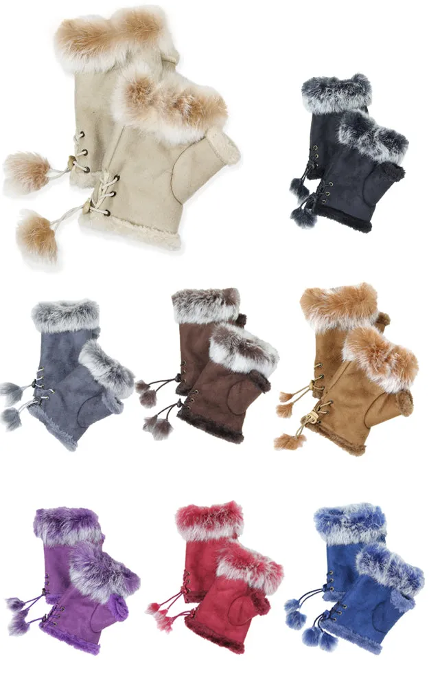 GOV060 Fingerless Fur Trim Gloves (12prs Pack)