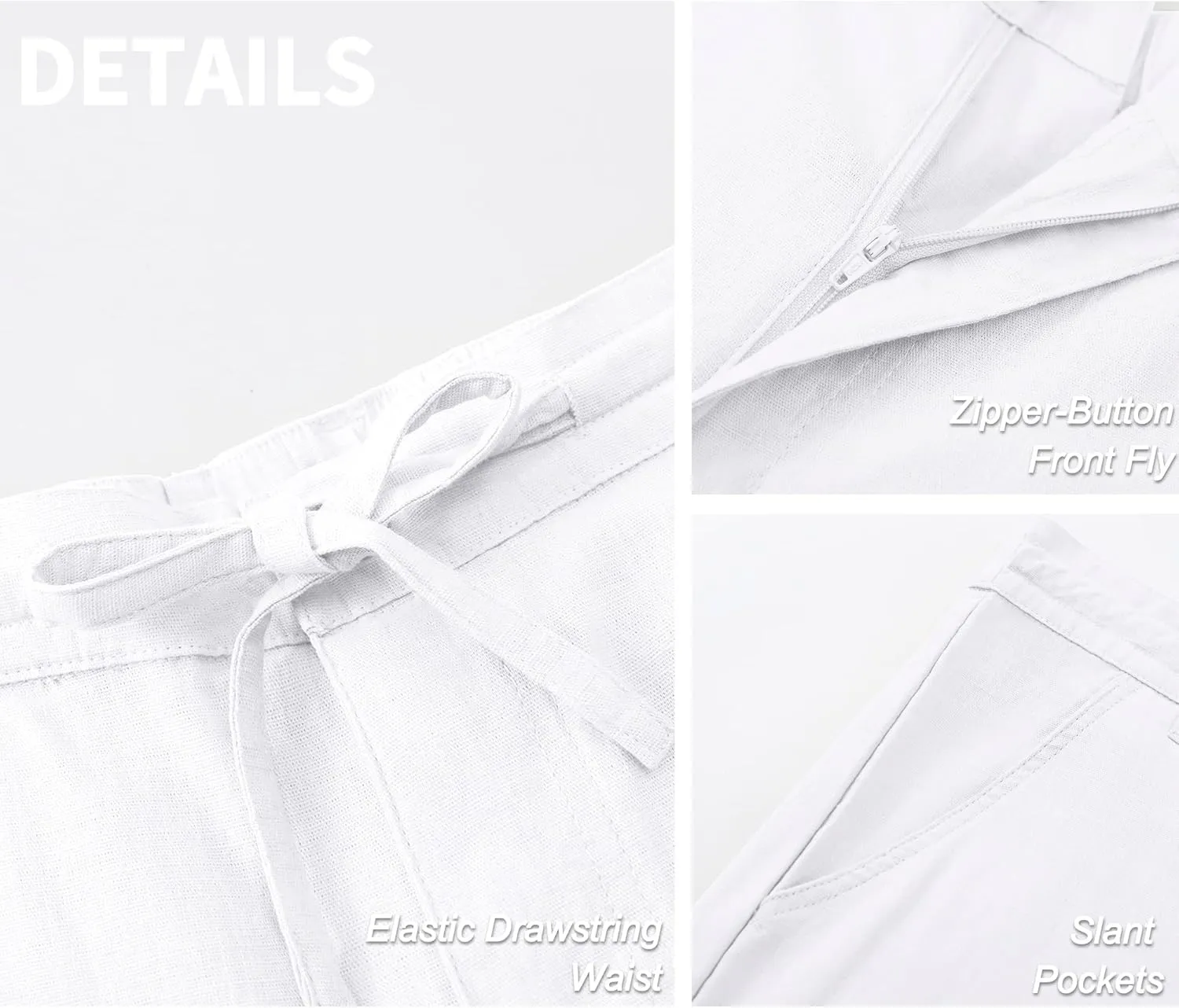 Janmid Men's Linen Pants Casual Elastic Waist Drawstring Yoga Beach Trousers