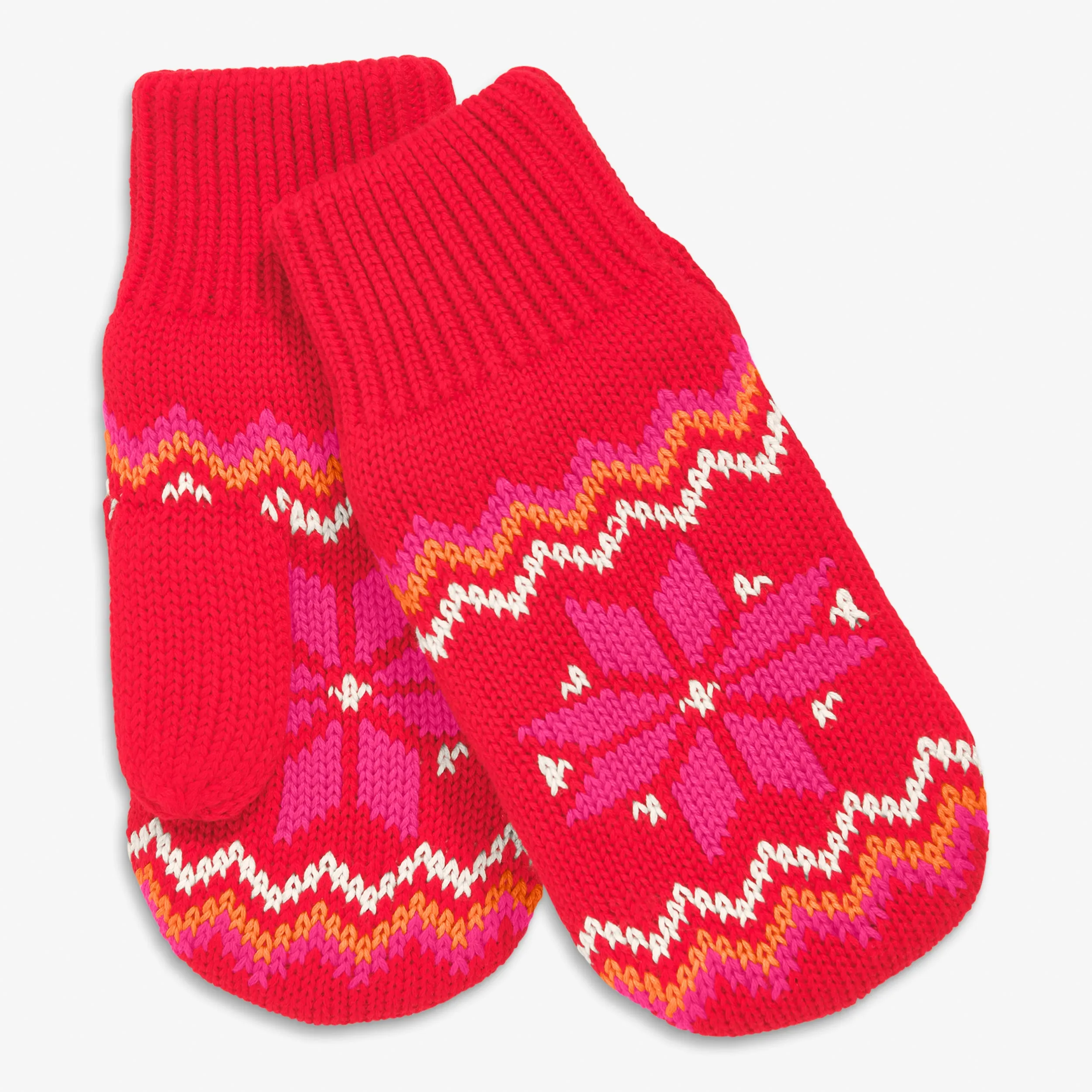 Kids fleece-lined snowflake fair isle mittens