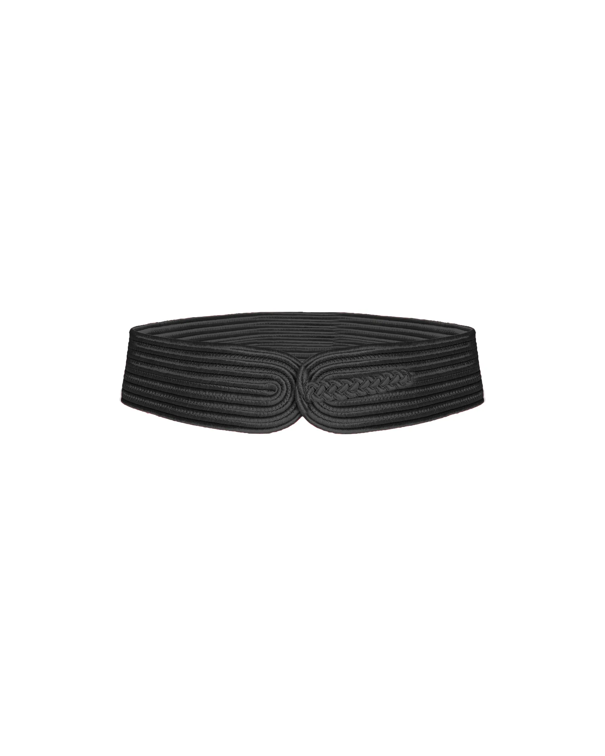 Knitted Black Belt With Orange Stones