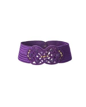 Knitted Mauve Belt With Stones