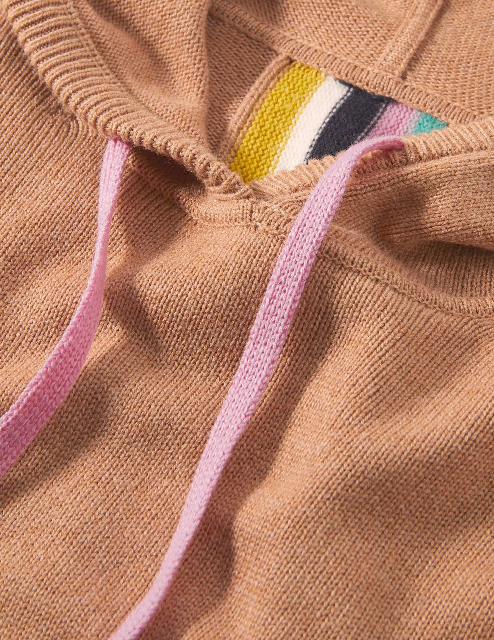 Knitted Relaxed Hoodie-Camel Melange