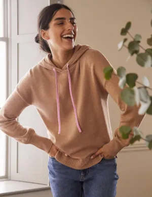 Knitted Relaxed Hoodie-Camel Melange