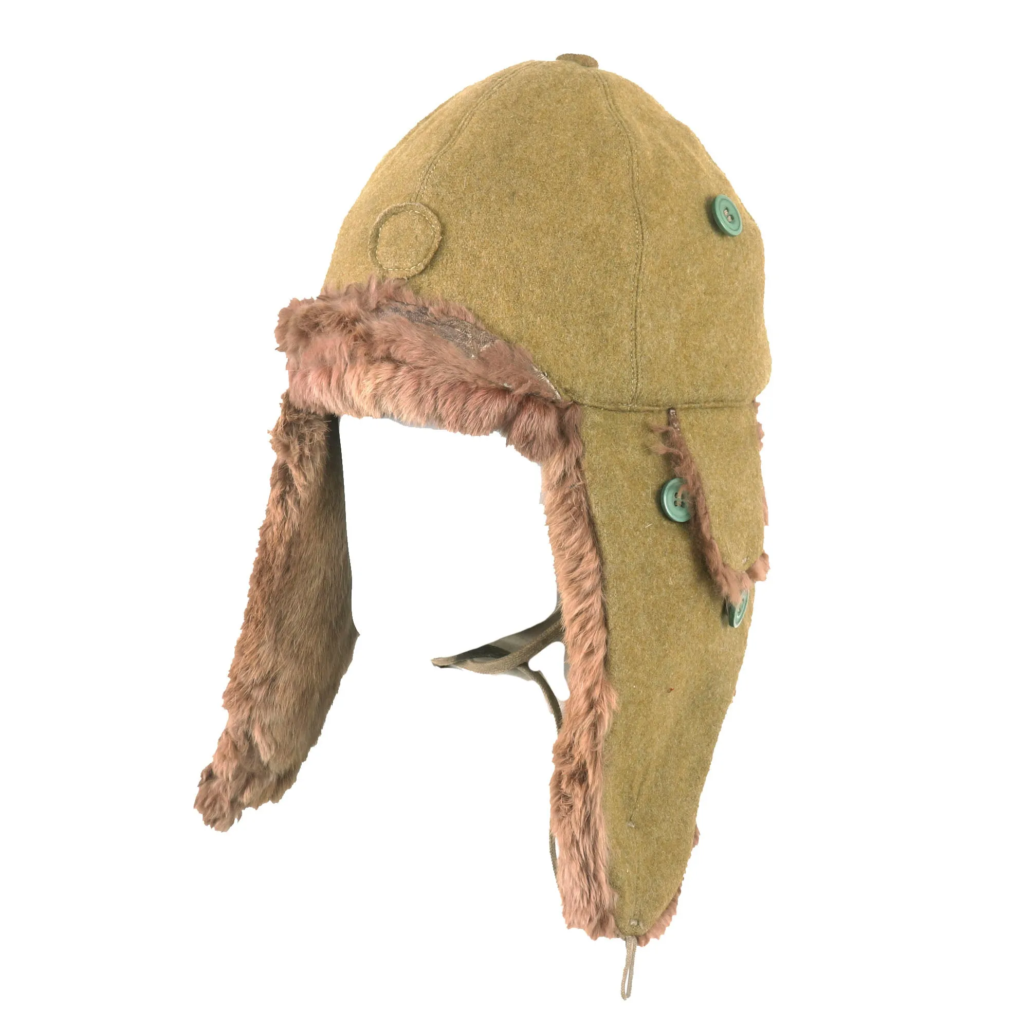 Original WWII Imperial Japanese Army EM/NCO Enlisted Winter Insulated Fur Cap - Dated 1941