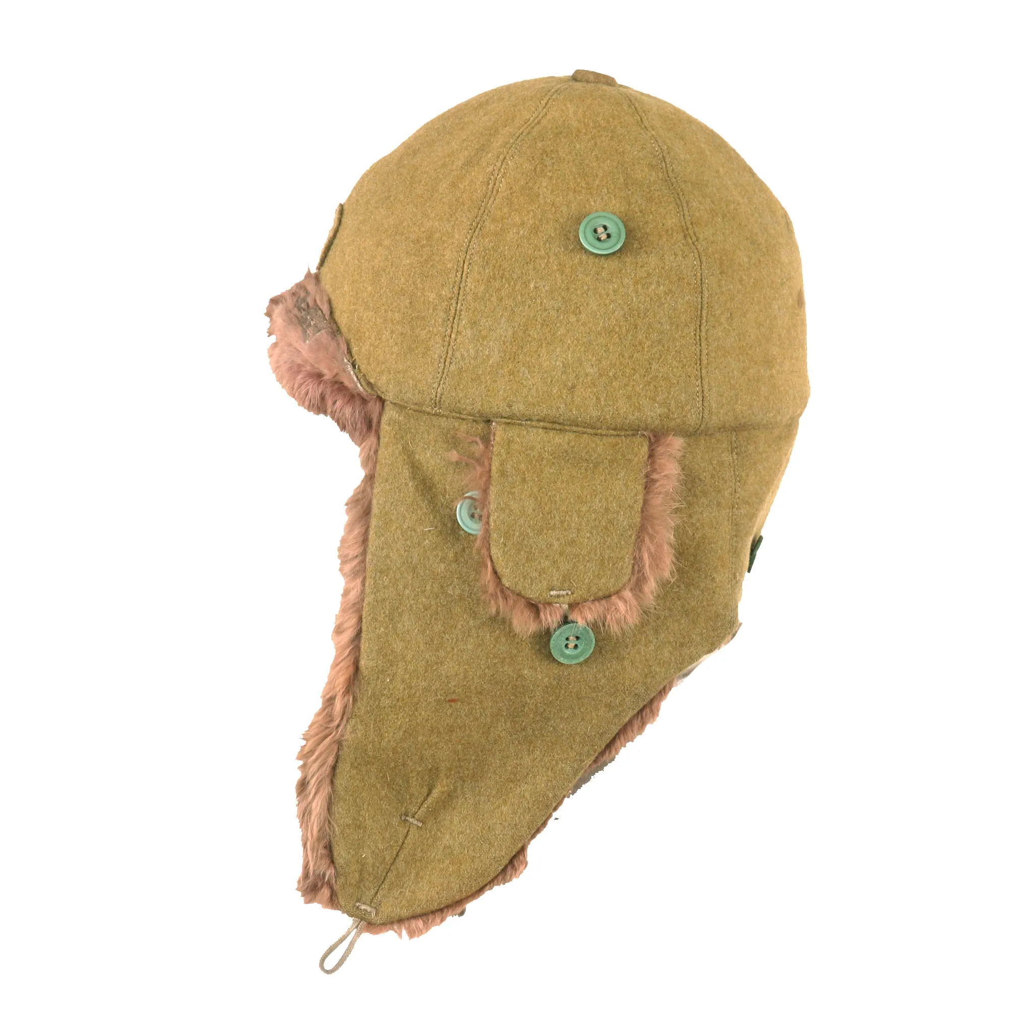 Original WWII Imperial Japanese Army EM/NCO Enlisted Winter Insulated Fur Cap - Dated 1941