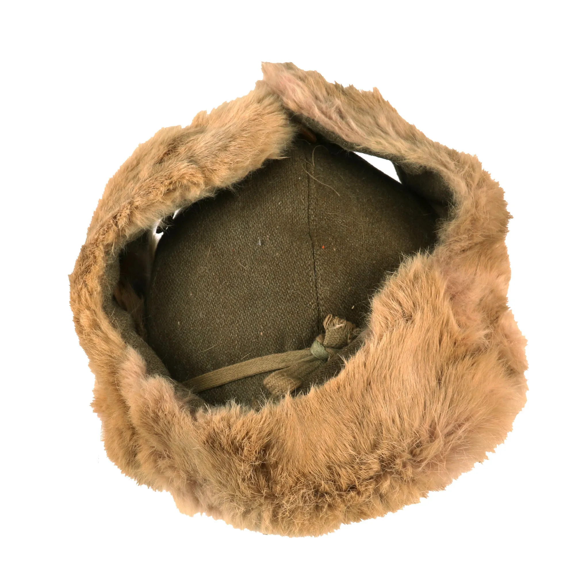 Original WWII Imperial Japanese Army EM/NCO Enlisted Winter Insulated Fur Cap - Dated 1943