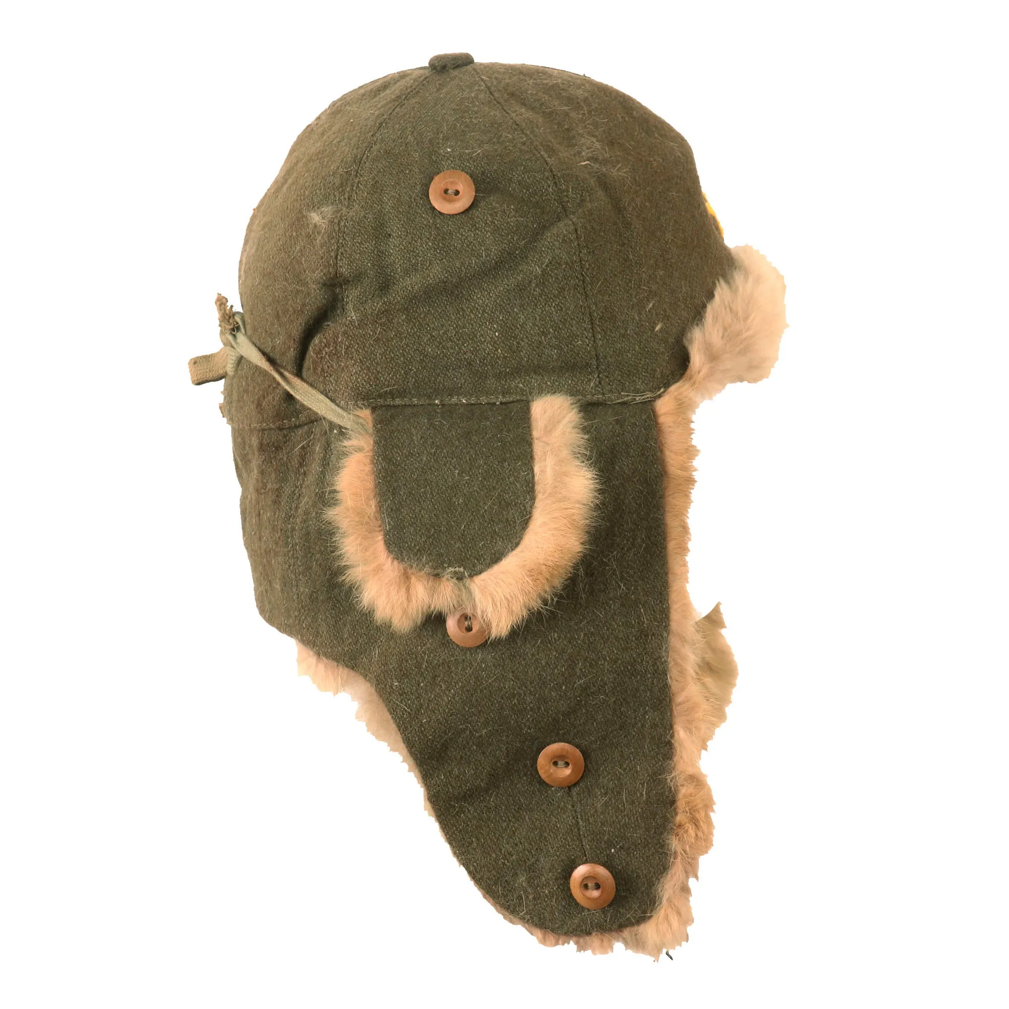 Original WWII Imperial Japanese Army EM/NCO Enlisted Winter Insulated Fur Cap - Dated 1943