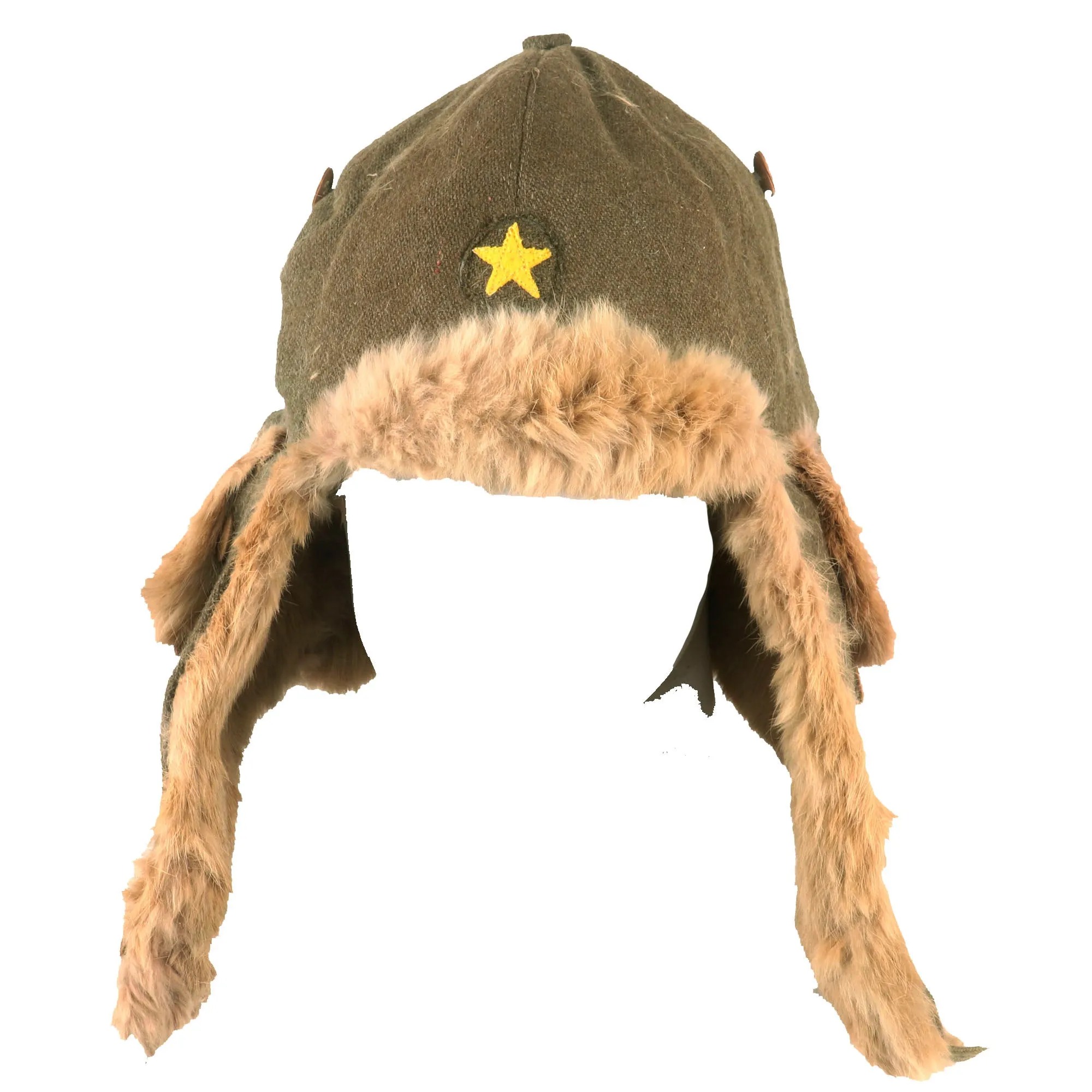 Original WWII Imperial Japanese Army EM/NCO Enlisted Winter Insulated Fur Cap - Dated 1943