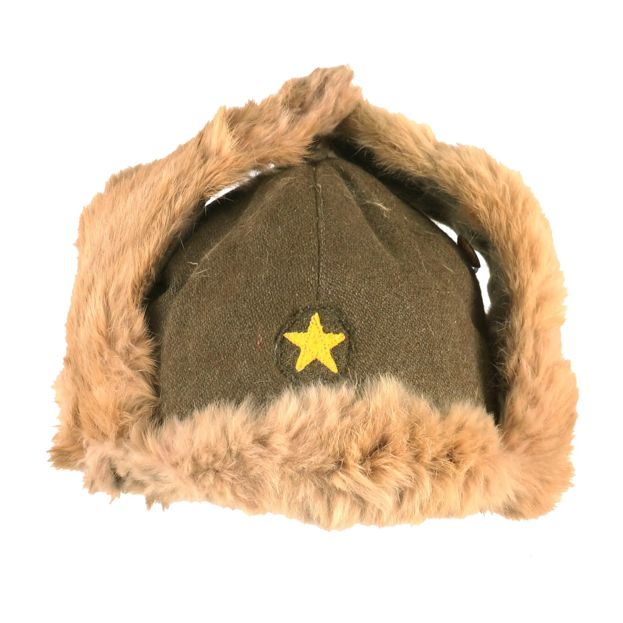 Original WWII Imperial Japanese Army EM/NCO Enlisted Winter Insulated Fur Cap - Dated 1943