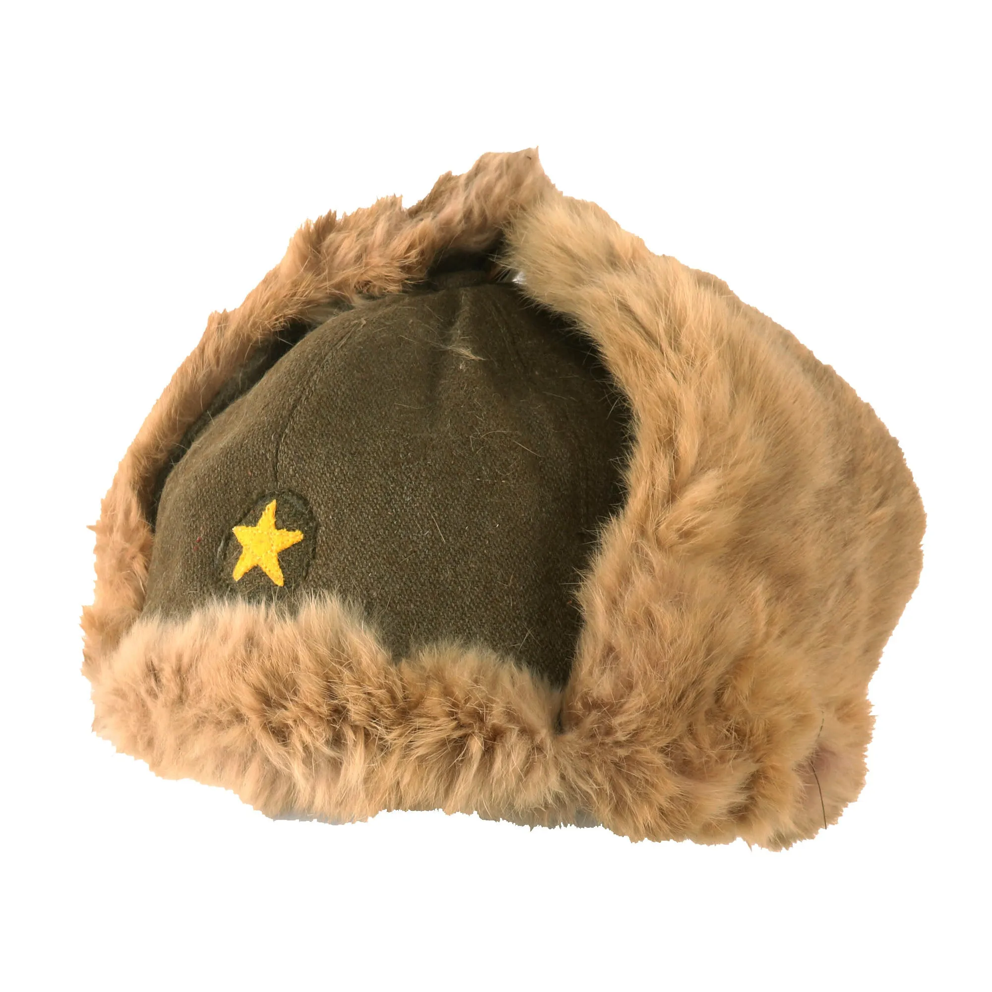 Original WWII Imperial Japanese Army EM/NCO Enlisted Winter Insulated Fur Cap - Dated 1943