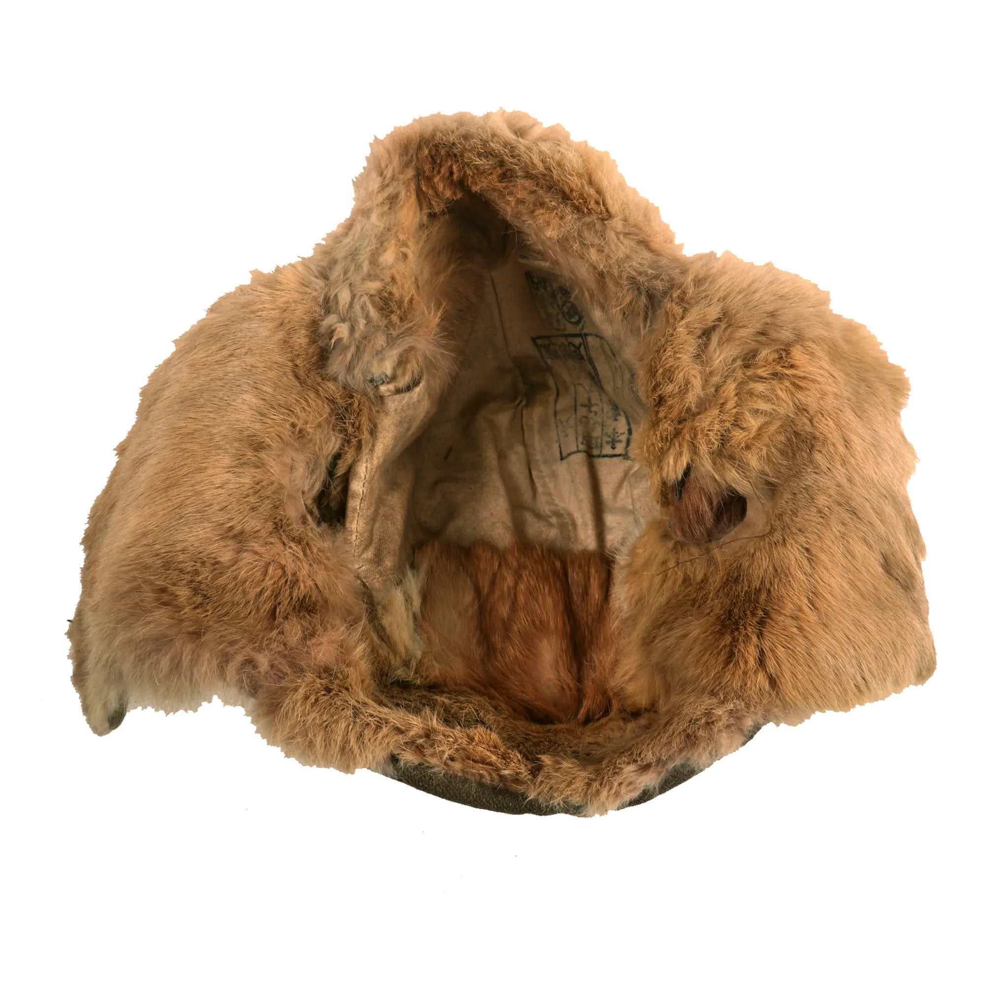 Original WWII Imperial Japanese Army EM/NCO Enlisted Winter Insulated Fur Cap - Dated 1943