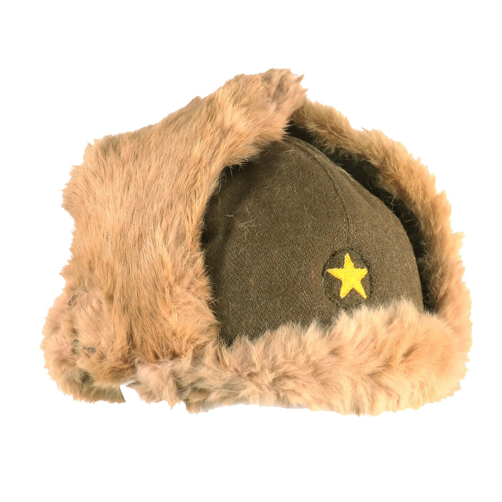 Original WWII Imperial Japanese Army EM/NCO Enlisted Winter Insulated Fur Cap - Dated 1943