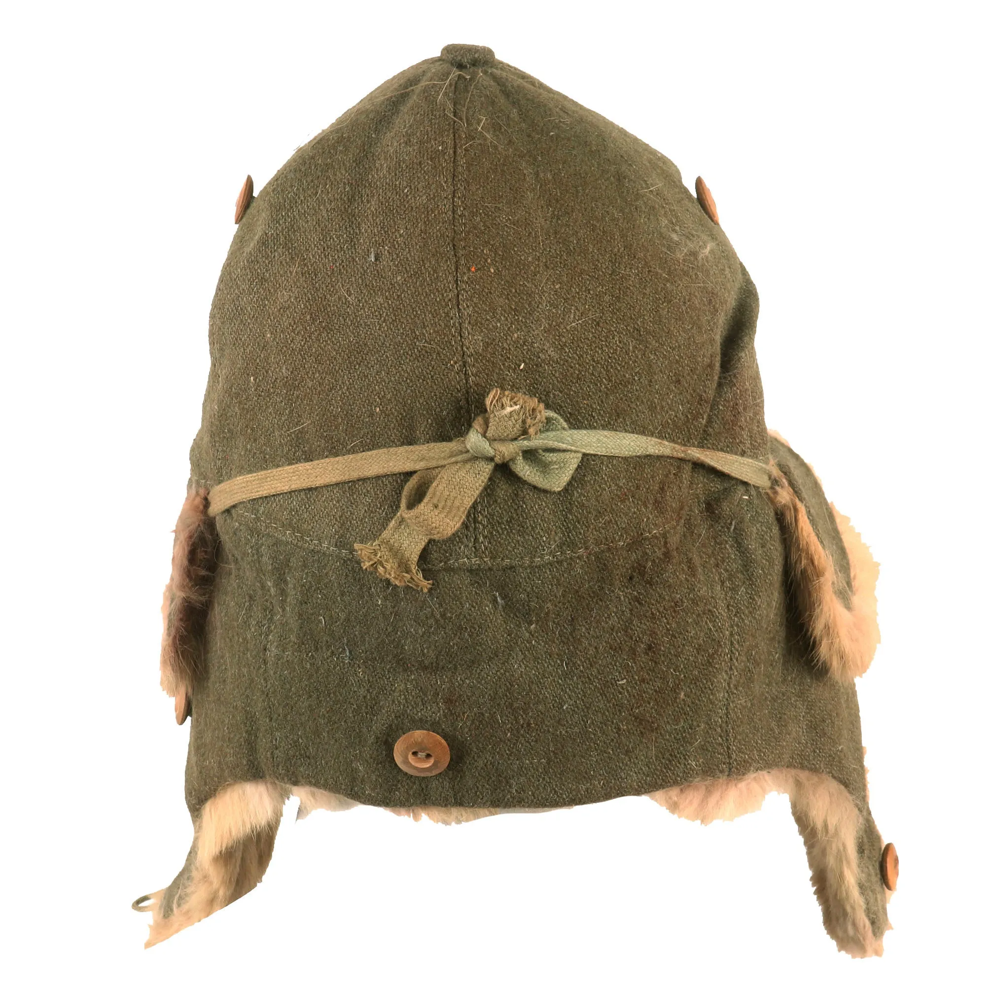 Original WWII Imperial Japanese Army EM/NCO Enlisted Winter Insulated Fur Cap - Dated 1943