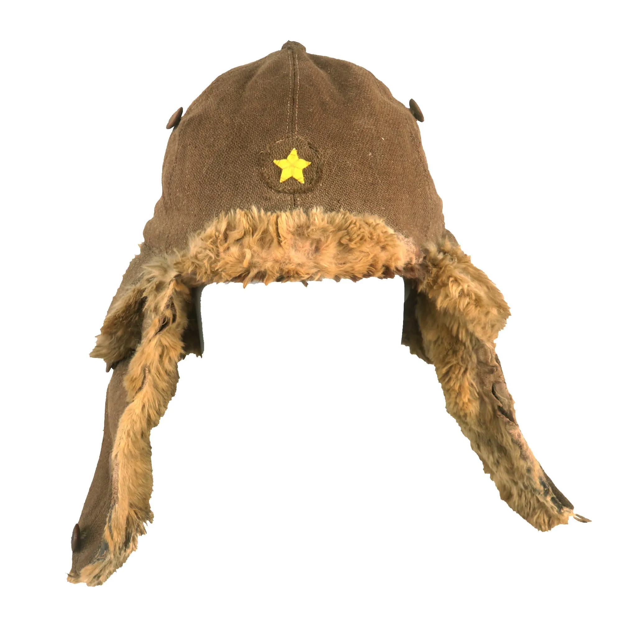 Original WWII Imperial Japanese Army EM/NCO Enlisted Winter Insulated Fur Cap