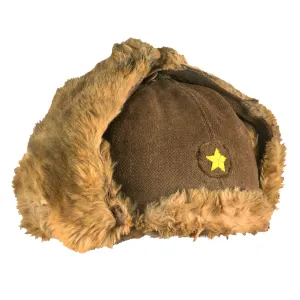 Original WWII Imperial Japanese Army EM/NCO Enlisted Winter Insulated Fur Cap