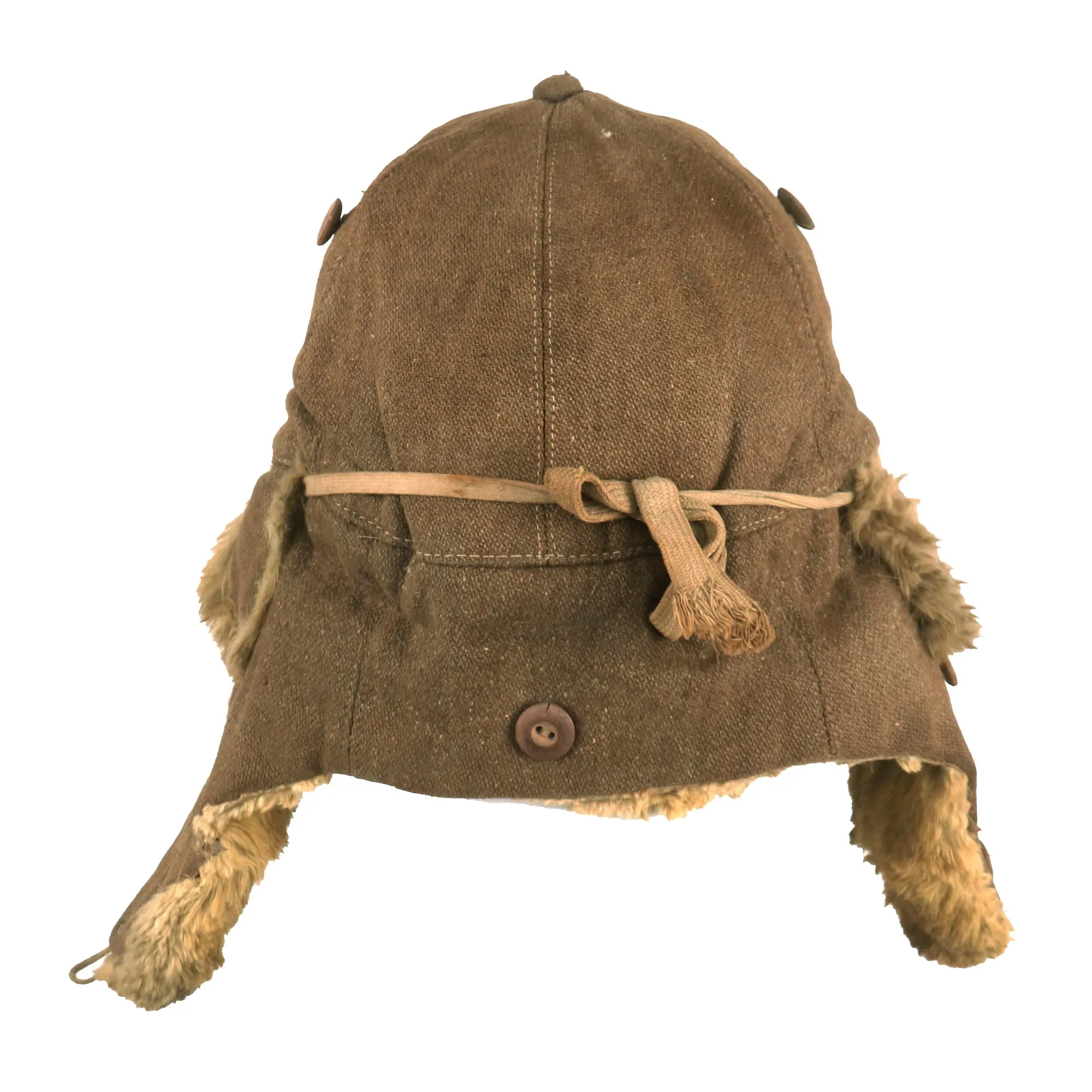 Original WWII Imperial Japanese Army EM/NCO Enlisted Winter Insulated Fur Cap