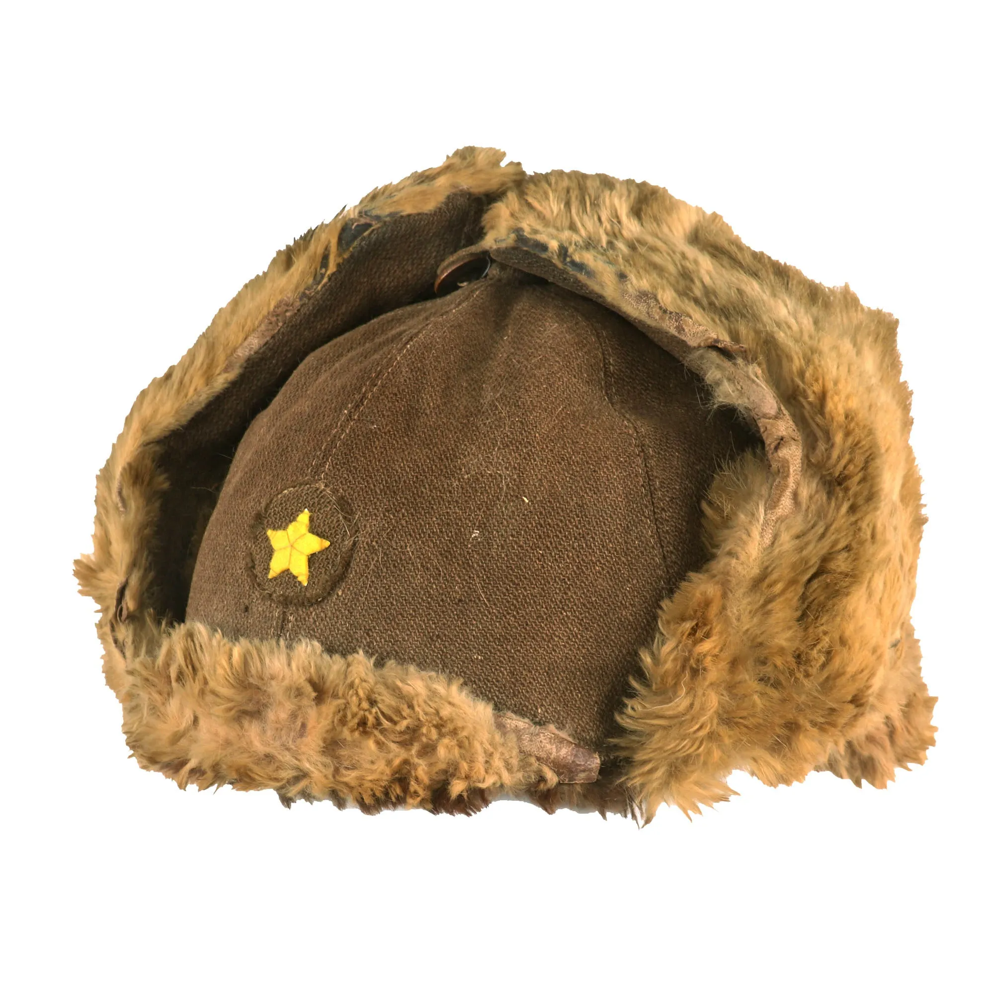 Original WWII Imperial Japanese Army EM/NCO Enlisted Winter Insulated Fur Cap