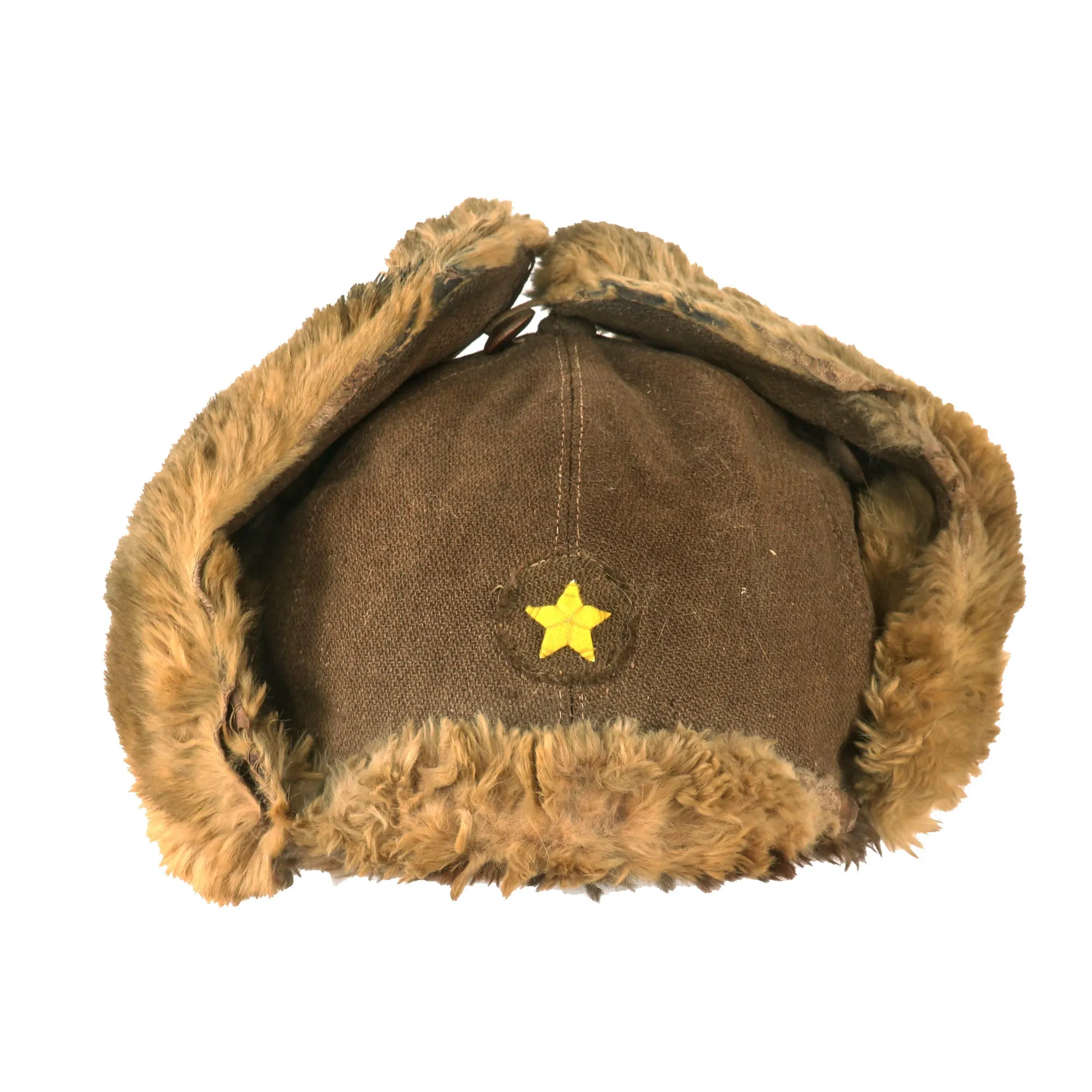 Original WWII Imperial Japanese Army EM/NCO Enlisted Winter Insulated Fur Cap