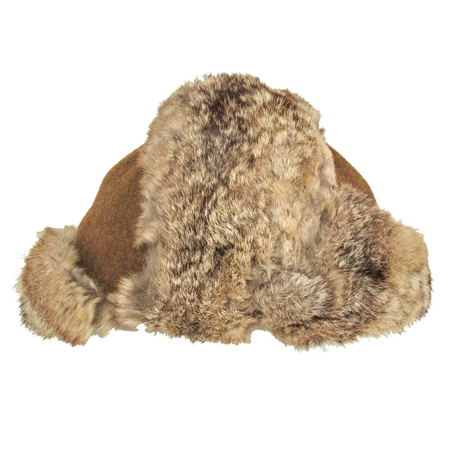 Original WWII Imperial Japanese Navy Construction Engineers Winter Rabbit Fur Cap - Rare