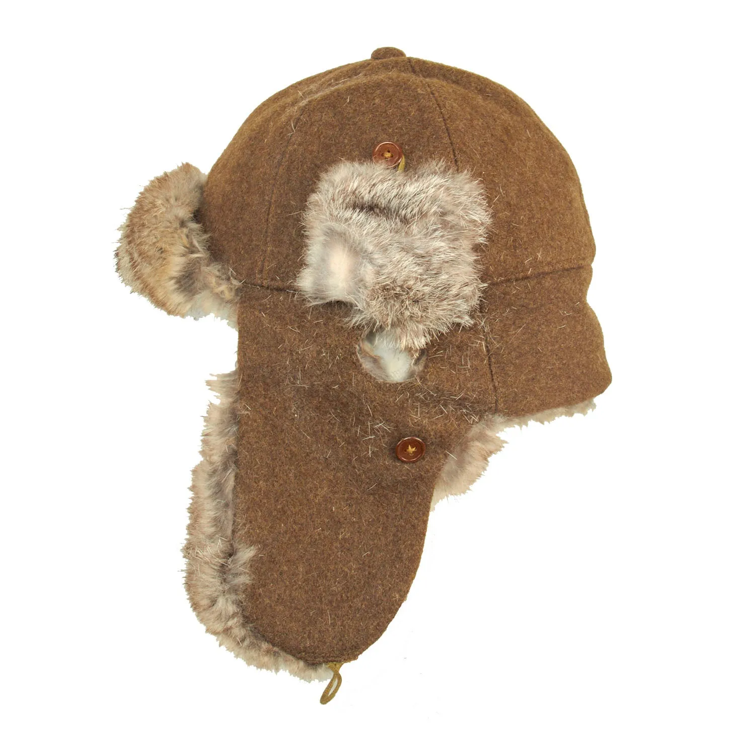 Original WWII Imperial Japanese Navy Construction Engineers Winter Rabbit Fur Cap - Rare