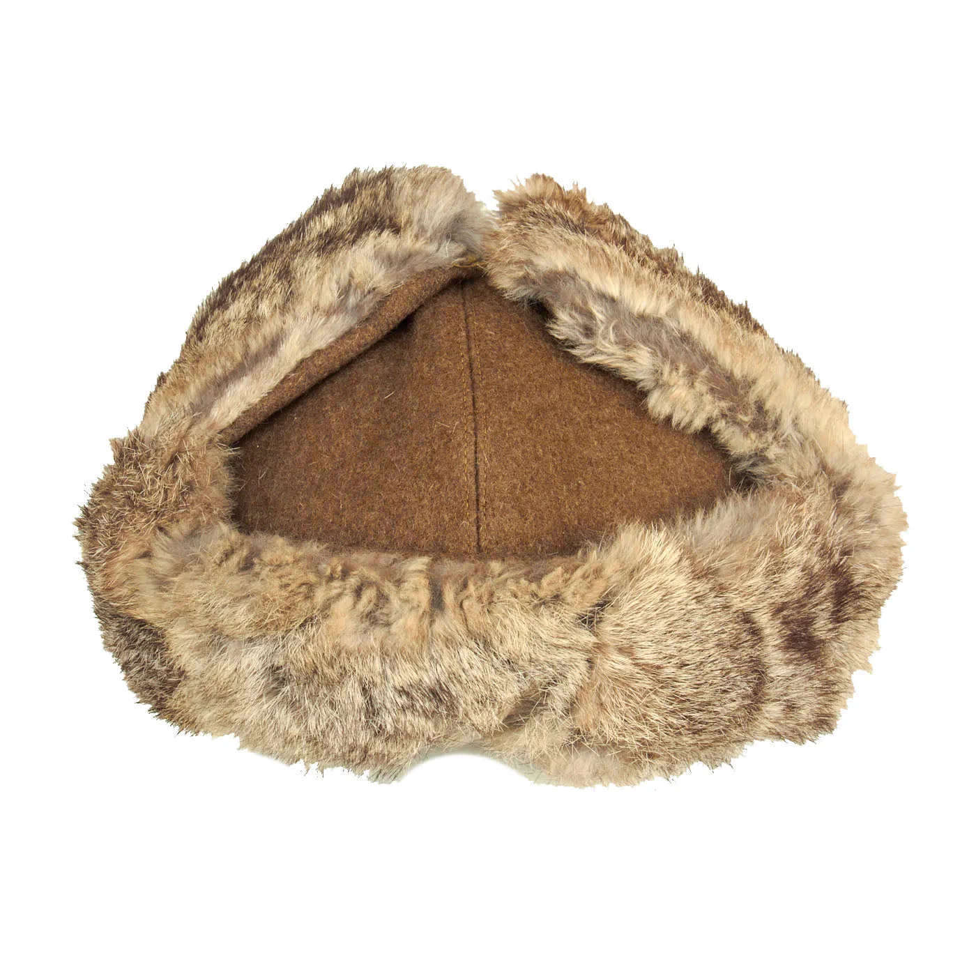Original WWII Imperial Japanese Navy Construction Engineers Winter Rabbit Fur Cap - Rare