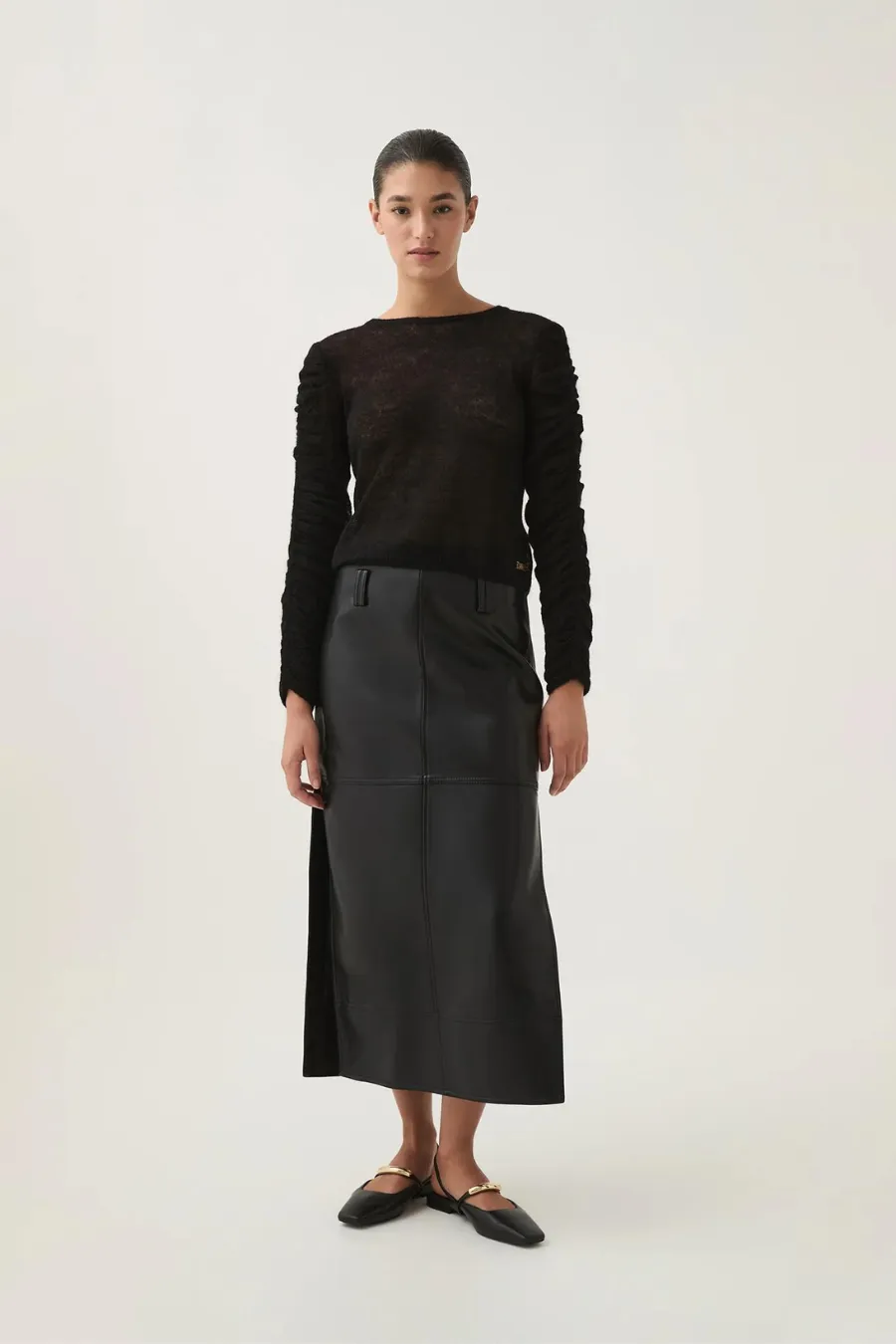 Yasmeen Tie Back Knit Top Black