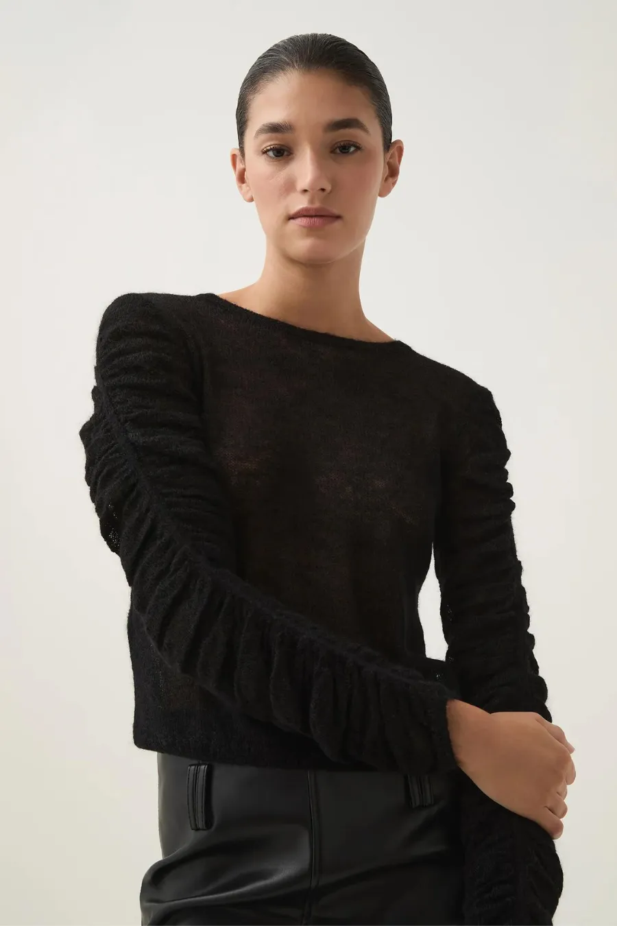 Yasmeen Tie Back Knit Top Black