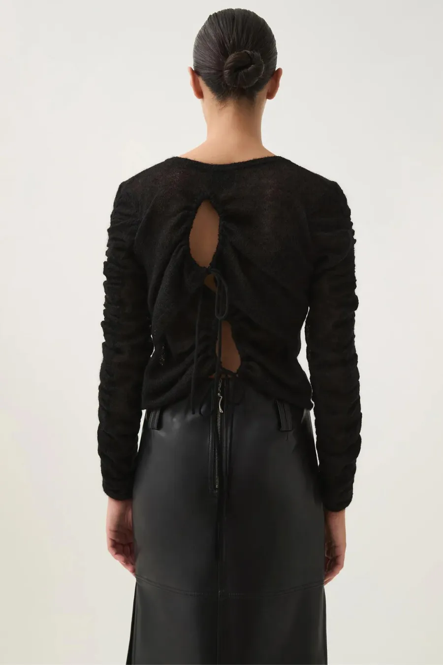 Yasmeen Tie Back Knit Top Black
